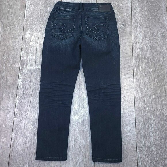 Silver Jeans Womens Tuesday Capri Size 27 Dark Blue Denim Straight Mid Rise - Picture 2 of 7